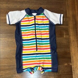 Hanna Andersson baby zip up swimsuit 3-6m multi color
